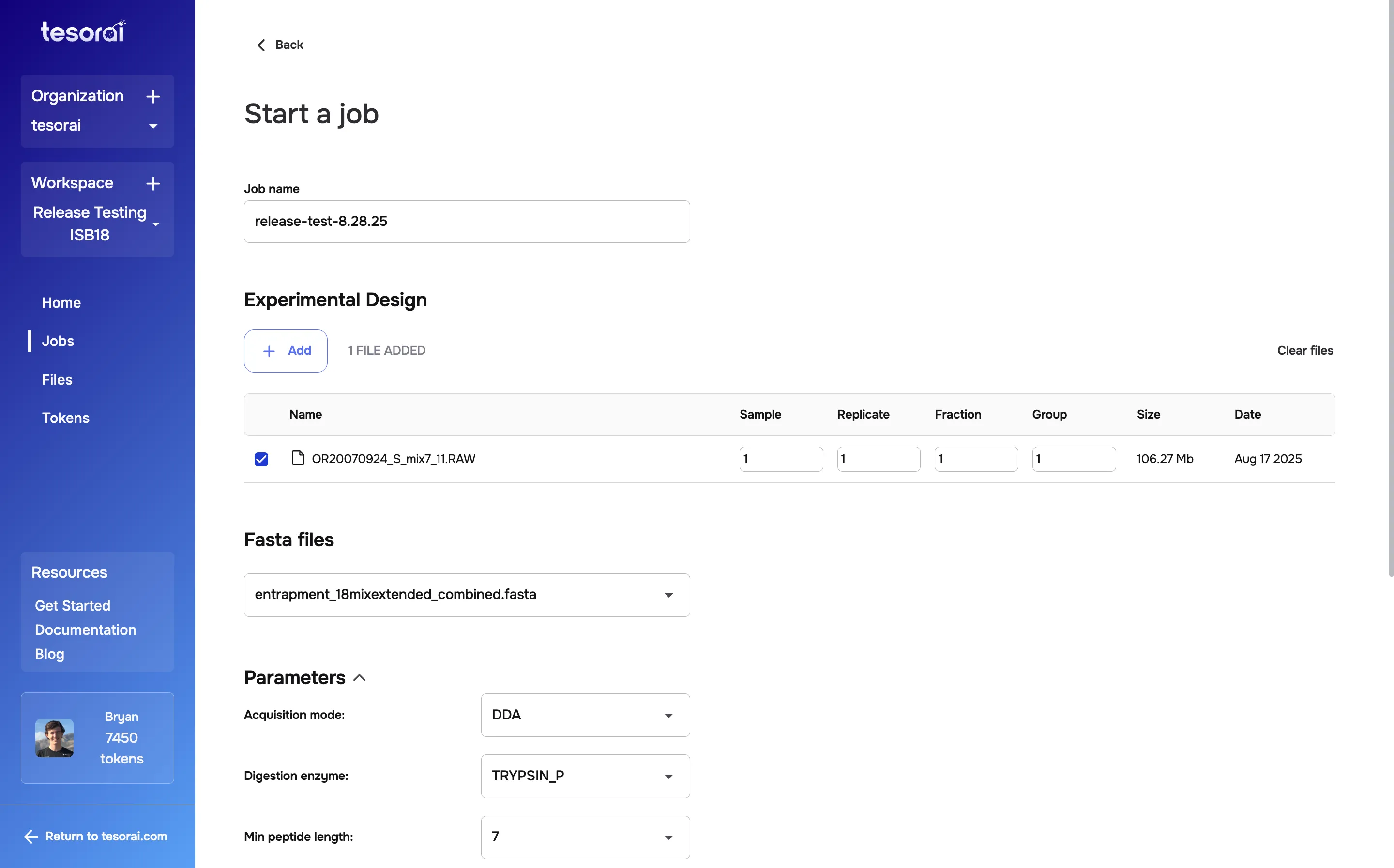 Running jobs screenshot