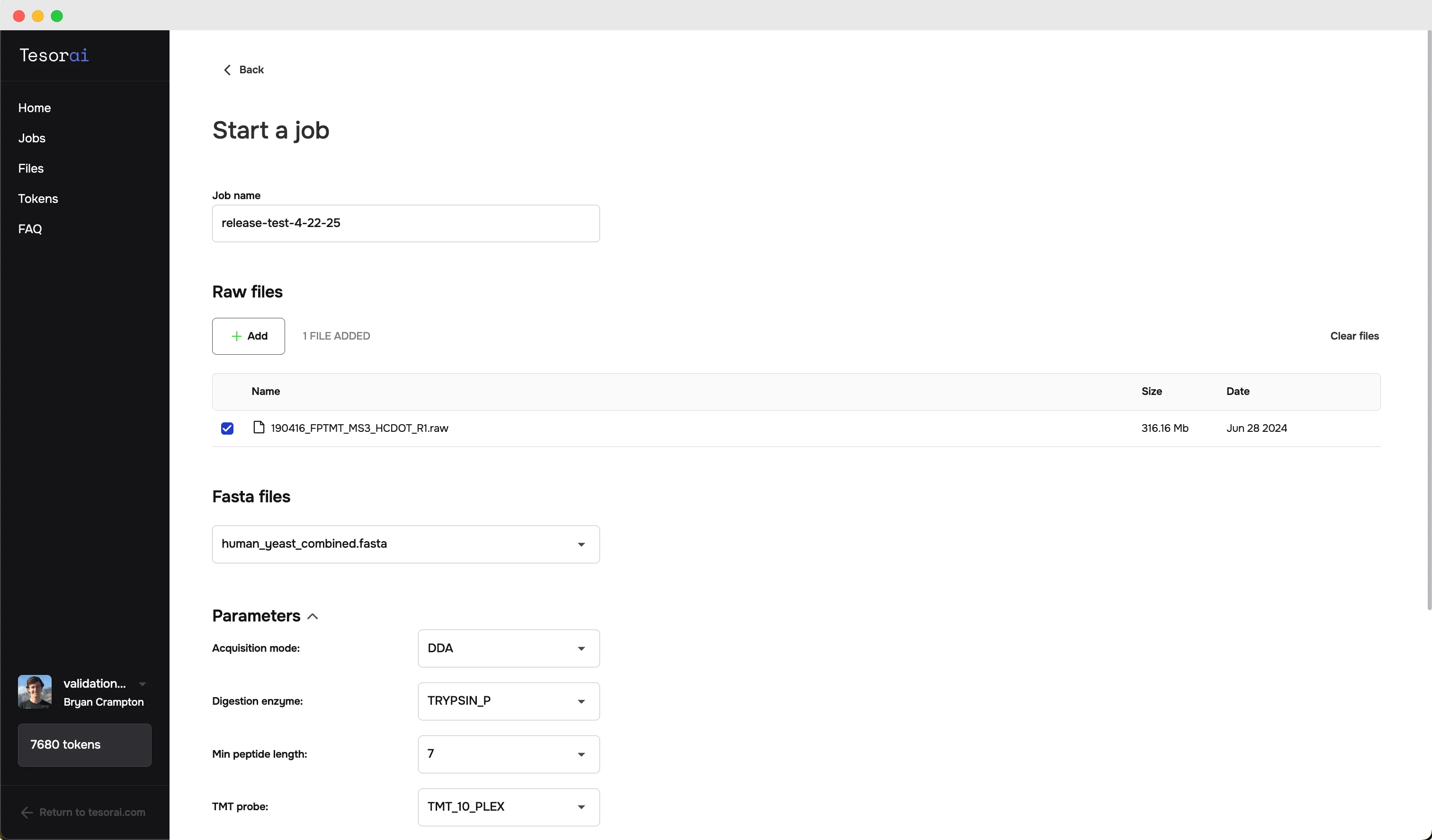 Running jobs screenshot