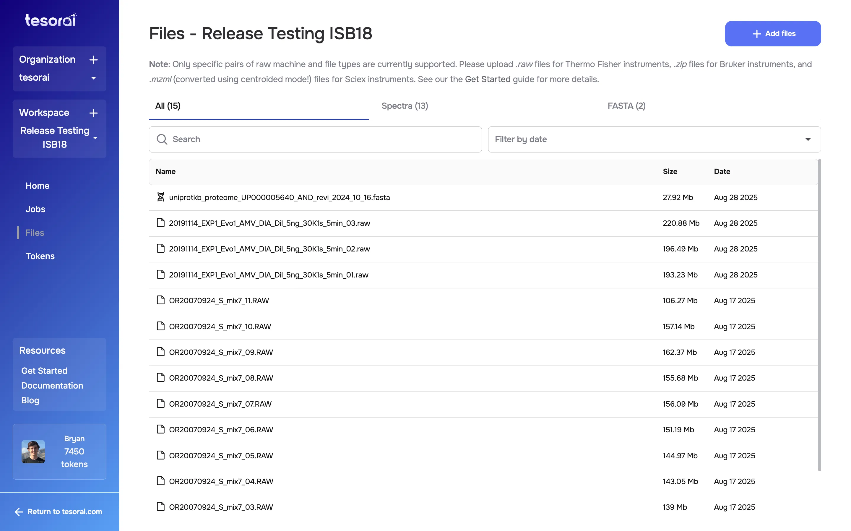 Uploading files screenshot