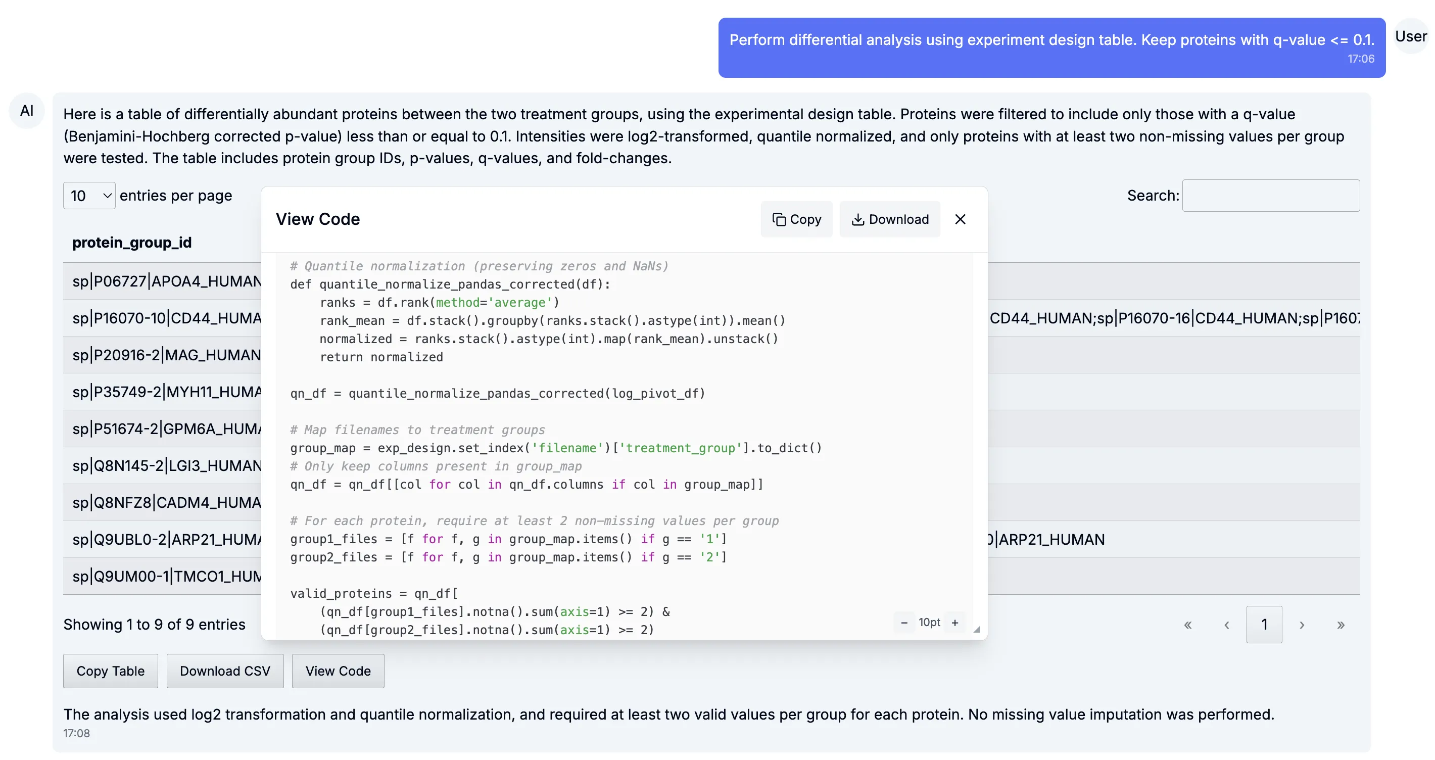 Diff Analysis Code
